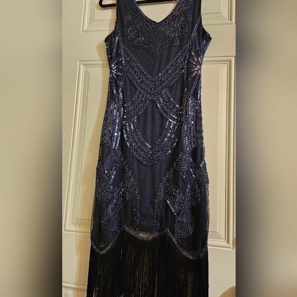 Fringe dark Blue dress medium - Picture 2 of 3